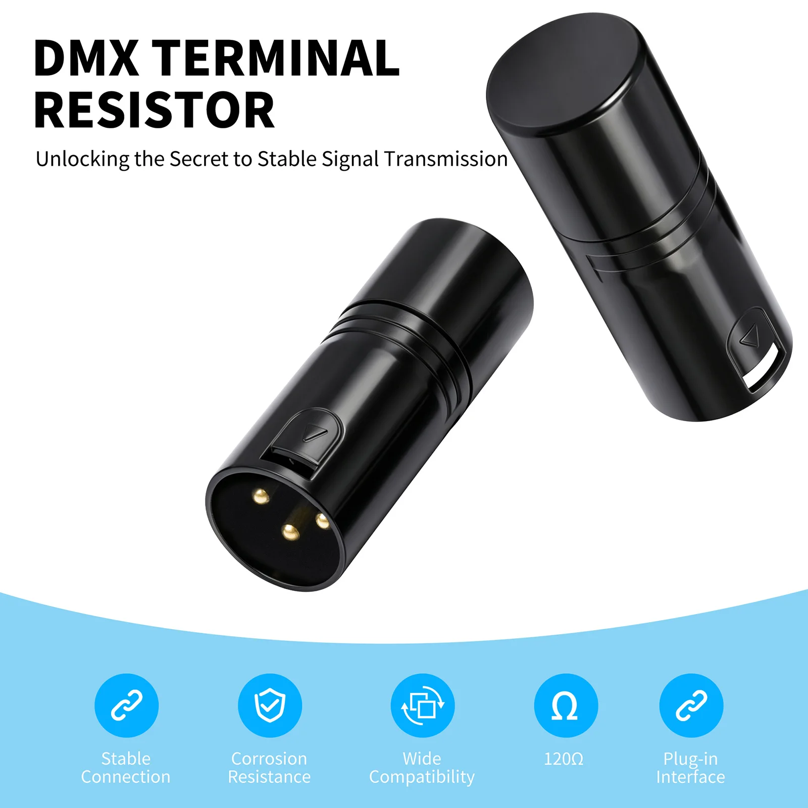 XLR/DMX 3Pin Terminator Resistor 120 Ohm XLR/DMX Terminator End of Line Termination Plug Signal Stabilizer for Stage Lighting