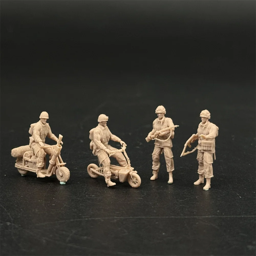 Масштаб 1/72, армейские десантники в Нормандии армии США времен Второй мировой войны, катаются на МОТОЦИКЛЕ МОТОЦИКЛЕМУ 4-х фигурок, модель из смолы, миниатюрная военная модель Масштаб 1/72, армейские десантники в Нормандии армии США времен Второй мировой войны, катаются на МОТОЦИКЛЕ МОТОЦИКЛЕМУ 4-х фигурок, модель из смолы, миниатюрная военная модель