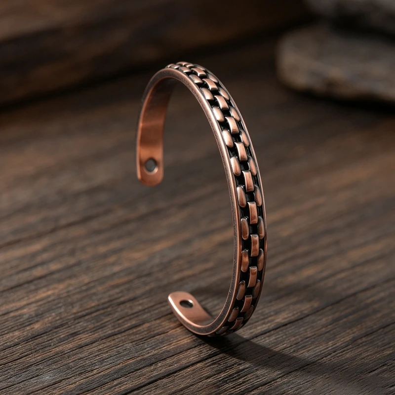 Pure Copper Braided Magnetic Bracelet Arthritis Adjustable Cuff 8.5mm Magnetic Bangles Benefits Health Energy Jewelry Resizable
