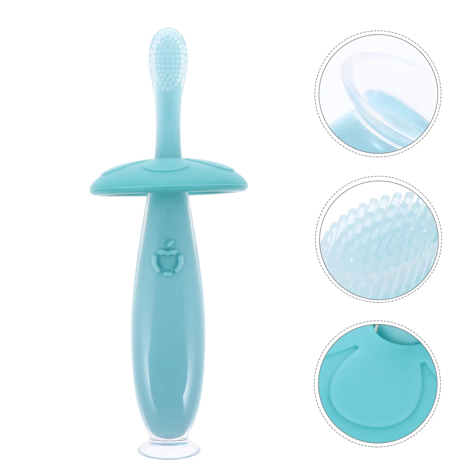 

1Set Silicone Baby Toothbrush Small Brush Head Soft Bristles Non-Slip Handle Portable Toddler Oral Care Toothbrush for Kids