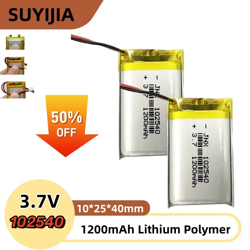 

102540 Lithium Battery 3.7V 1200mAh Polymer Batteries for Gps Locator Mp3/Mp4 Medical Beauty Equipment Rechargeable Cell