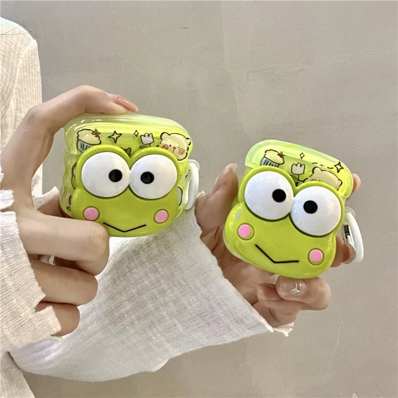 Sanrio 3D Kerokero Keroppi Earphone Cover For Apple AirPods 1 2 3 Generation Airpods Pro/Pro2 Wireless Bluetooth Headphone Case