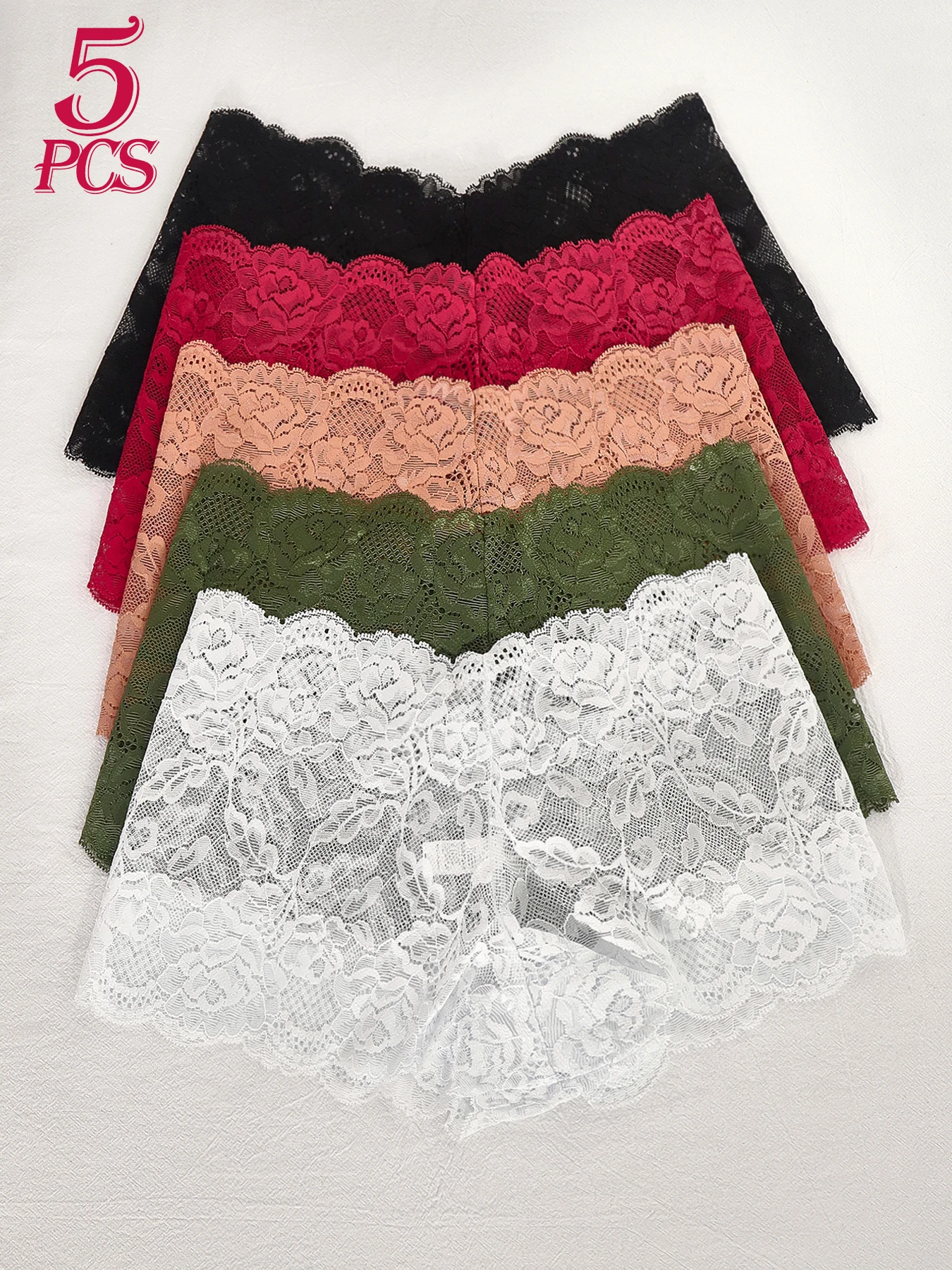 5-Piece Women's Lace Panties  All-Over Lace Design in 5 Colors (S-XL)Soft & Breathable Mid-Rise Briefs for Comfy  Everyday Wear