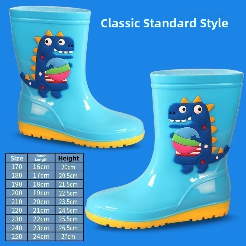 

Lightweight High-Tube Dinosaur Cartoon Rain Boots Unisex Children's Anti-Slip Soft Bottom Rain Shoes Korean Fashion Home Living