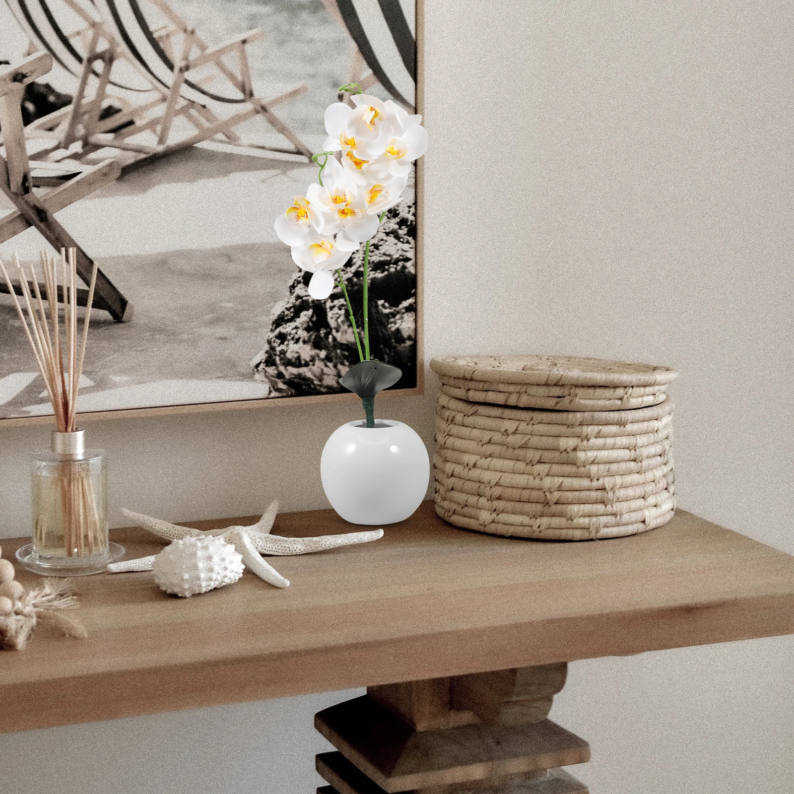 

Artificial Phalaenopsis Bonsai Deep Pink Home Decor Indoor Potted Plant Fake Flowers Desktop Bookshelf Ornament Simulation Faux