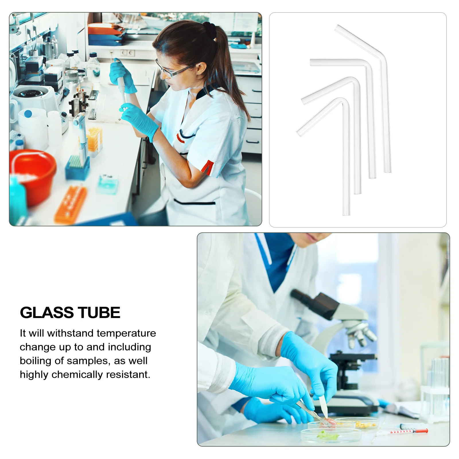 

40Pcs Transparent Elbow Glass Tubes 45 to 120 Degrees Heat Resistant Lab Instrument for Science Experiment Craft