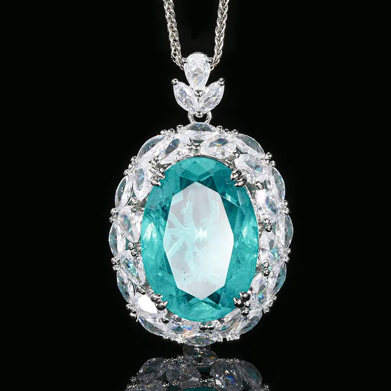 Jewelry Gold-Plated Emerald Pendant Necklace Large Denier 18*25