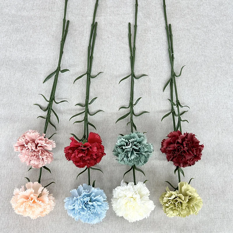 Artificial Carnation Single Branch Real Touch Simulation Fake Flowers Party Decor Wreath Teachers Mothers Day Gift Bouquet