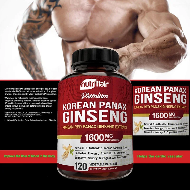 Pure Red Ginseng Extract - Energy Booster Natural Endurance Supplement for Performance, Focus, Vitality and Immune Support