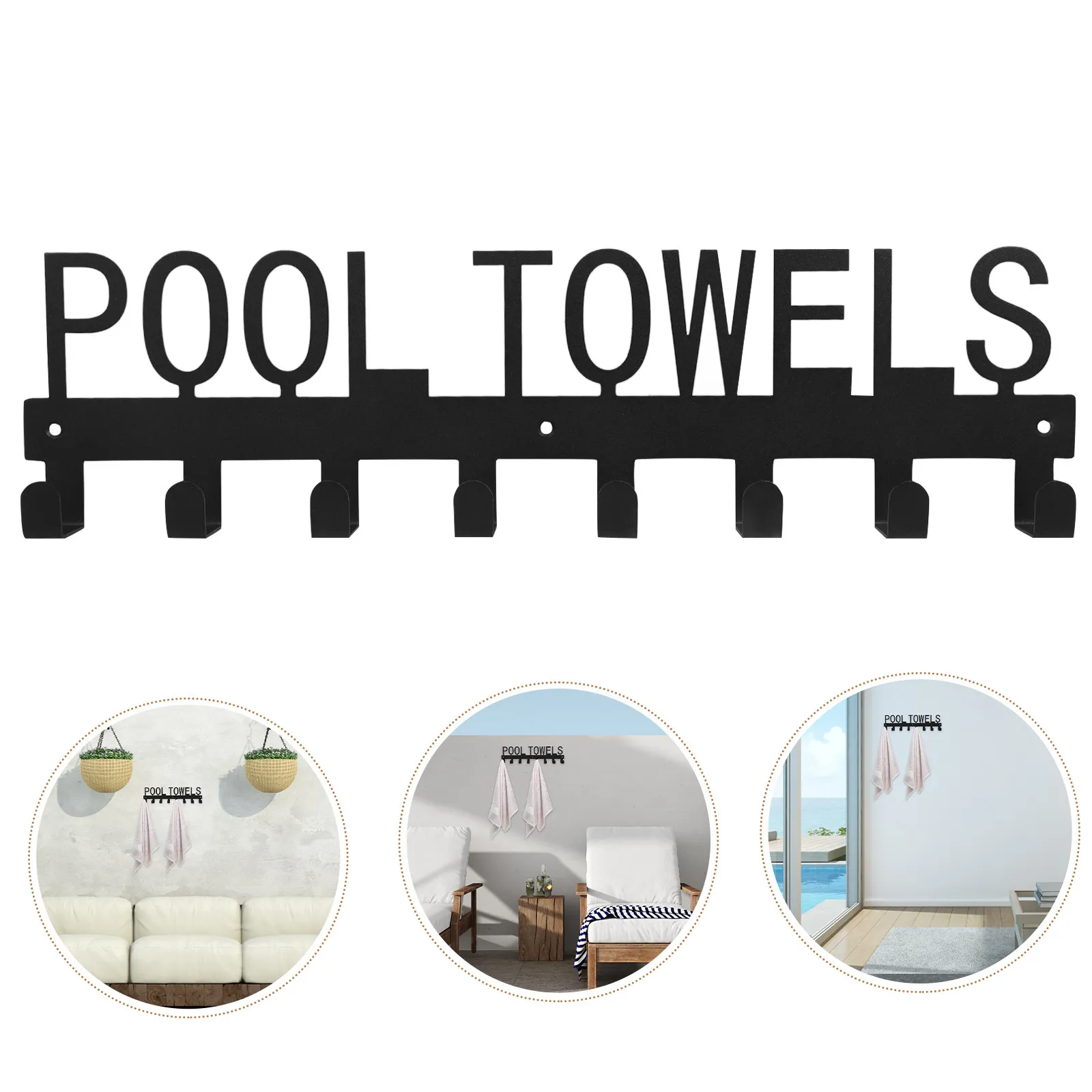 Towel Rack Iron Nail-Free Hook for Bathroom Kitchen Bedroom Spa Pool Outdoor Use Heavy-Duty Clothes Towel Hat Belt Organizer