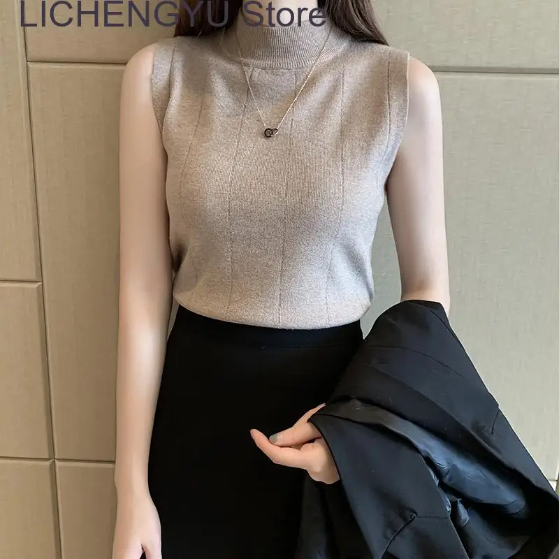 

New Fashion Ladies Tops Spring Summer Women Tank Tops Casual Clothes Sleeveless Solid Knit Elastic Blusas Shirt