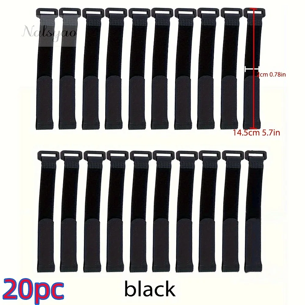 Reusable Self-adhesive Nylon Zip Ties Cable Fasteners Harness for Organizing Cables 10pcs 20x200mm