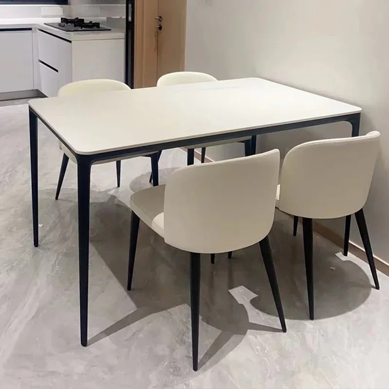 

Dining Table Chairs Combination Home Rounded Corners Modern Simple Minimalist Dining Table Black Mesa De Comedor Home Furniture