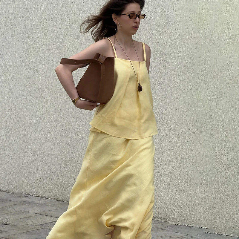 Tornova القطن الحمالة تنورة المرأة دعوى عادية فضفاض مثير حبال الأعلى الصلبة تنورة طويلة 2026 الصيف عطلة جديدة 2 قطعة مجموعة #1