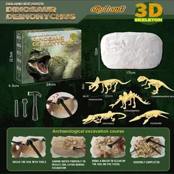 Juguete de excavación arqueológica para niños, fósil de dinosaurio, esqueleto luminoso, piedras preciosas, collar hecho a mano DIY, venta al por mayor