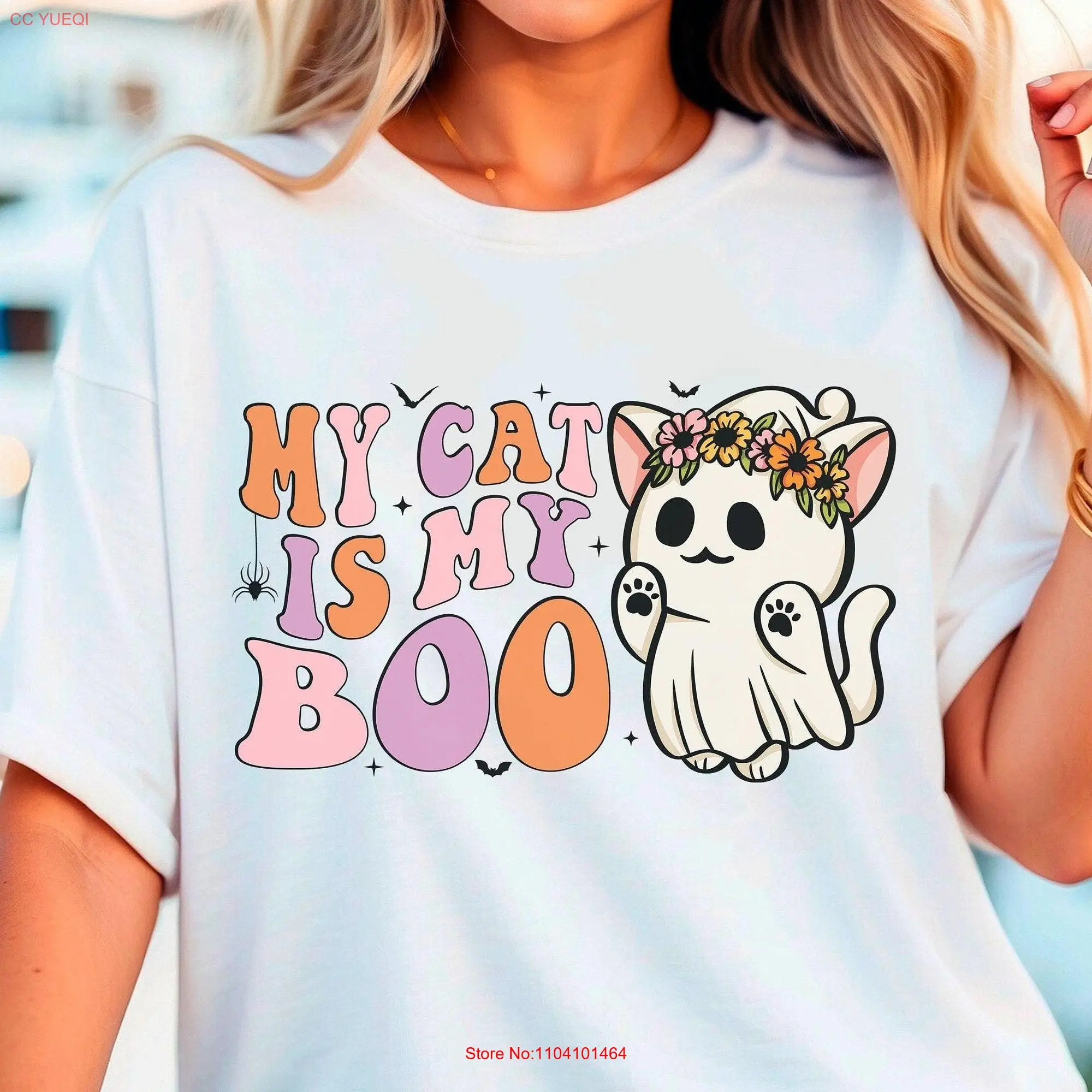 My Cat Is Boo T Shirt Mom Halloween Party Funny Trick or Treat Comfort Colors long or short sleeves