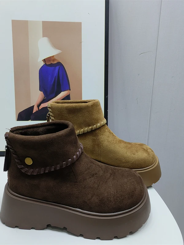 

Удобные хлопковые ботинки с бархатной поверхностью на подкладке Fce, повседневные женские ботинки S ort на высоком каблуке 2025, прямые ботинки