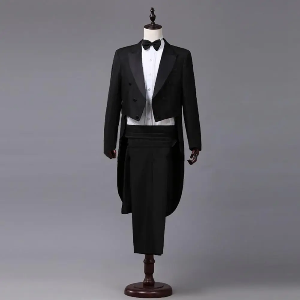 Men White Black Red Jacquard Lapel Tail Coat Stage Singer Costume Homme Wedding Groom Prom Tuxedo Suits Men Suit (Jacket+Pants)