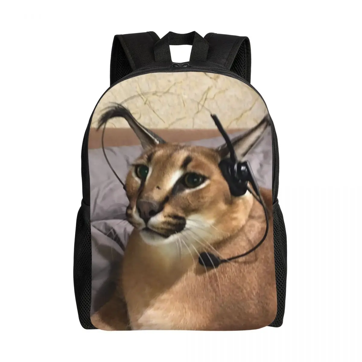 

Big Floppa Backpack for Women Men Waterproof College School Funny Caracal Cat Bag Printing Bookbag