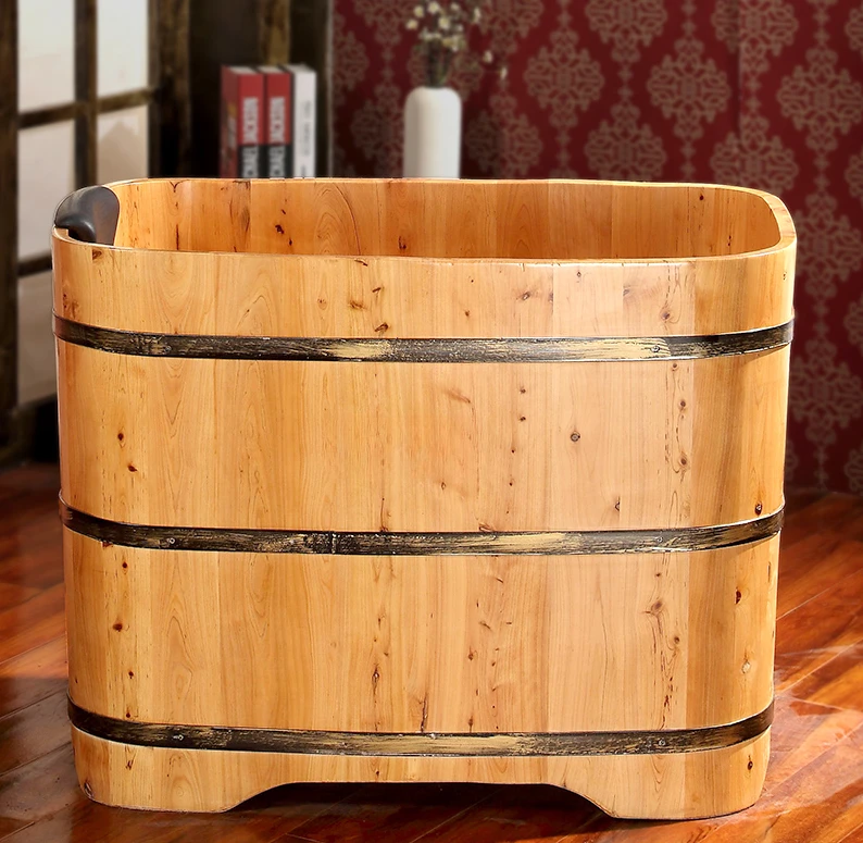 Heightened small bathroom bath wooden barrel, household bath barrel, toilet adult bath barrel