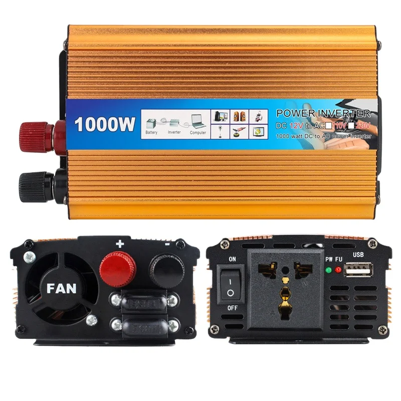 

Full Power Inverter American Standard Socket Dual USB Output 5V2.1 DC12V 24V to 110V 220V 1000W Automotive Inverter