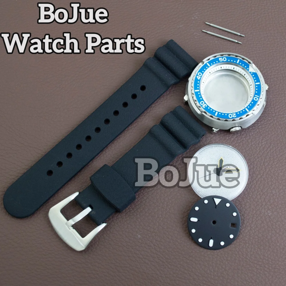 

47mm Tuna Can Watch Case NH35 NH36 Case Dial For NH34 NH35 NH36 7S26 Movement Solid Back Cover Sapphire Glass Case Rubber Strap