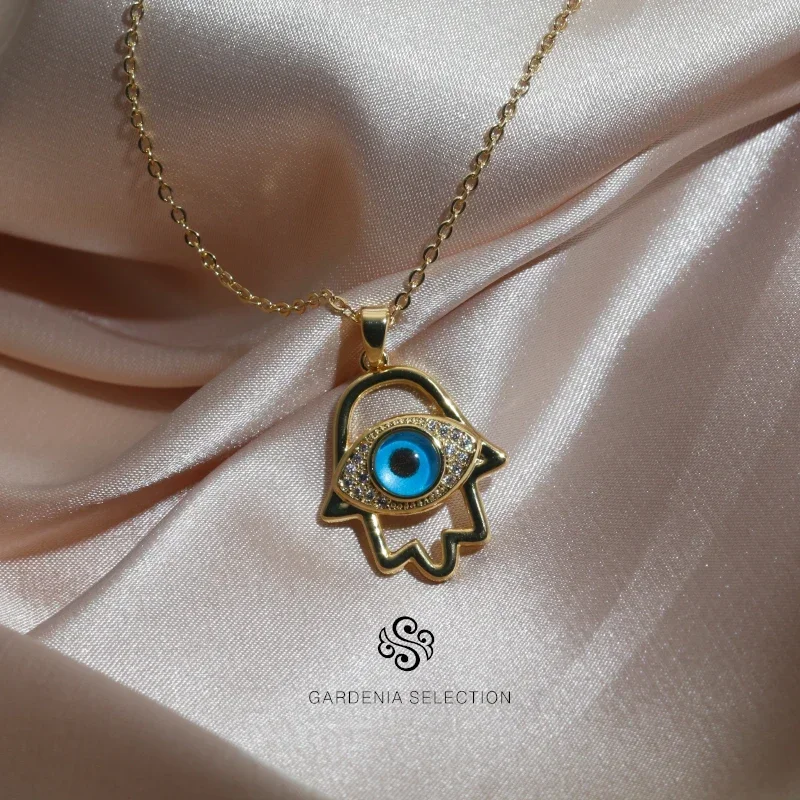 Cross-border hot sale titanium steel necklace female turkish blue eyes devil's eye pendant niche light luxury clavicle chain