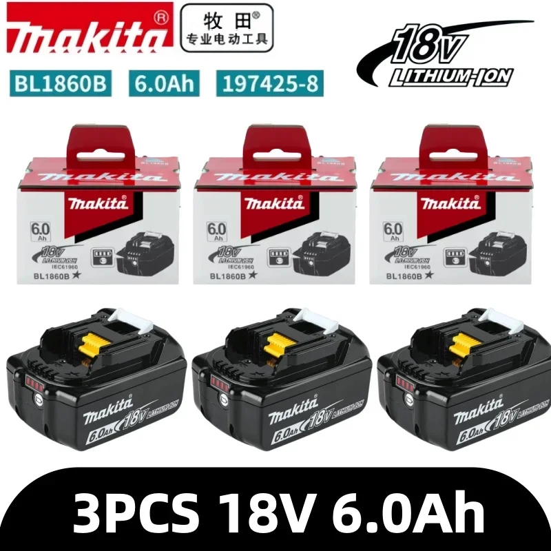 

Durable Makita 18V 6.0Ah High Capacity Lithium Replacement Battery Rechargeable For Cordless Drill Impact Wrench Power Tools