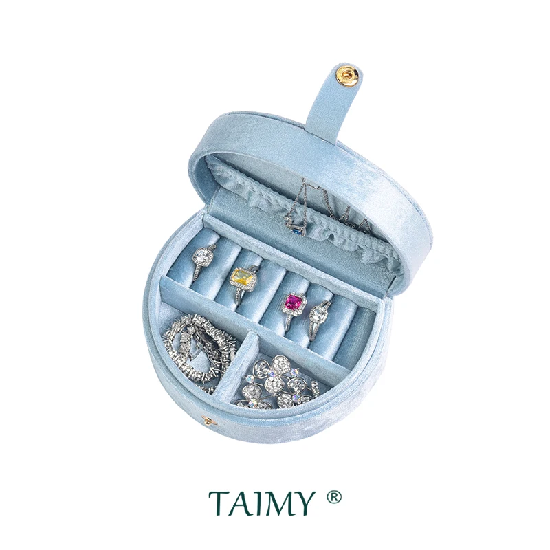 TAIMY Velvet Jewelry Box Semicircle Portable Travel Ring Earring Necklace Storage Box Personalized Gift Box Jewelry Organizer