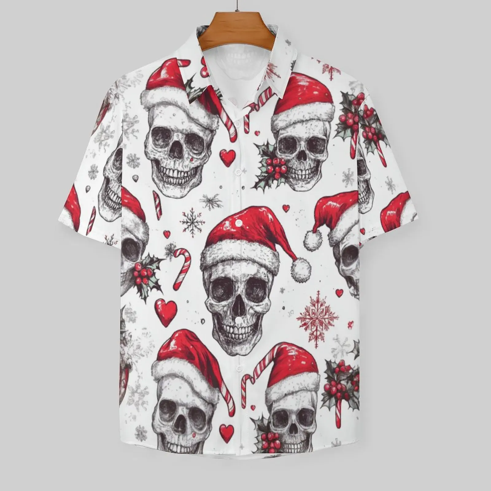 Funny Christmas 3D Printed Shirts Casual Hawaiian Beach Shirt Oversized Summer Male Short Sleeve Skeleton Pattern Clothes Blouse