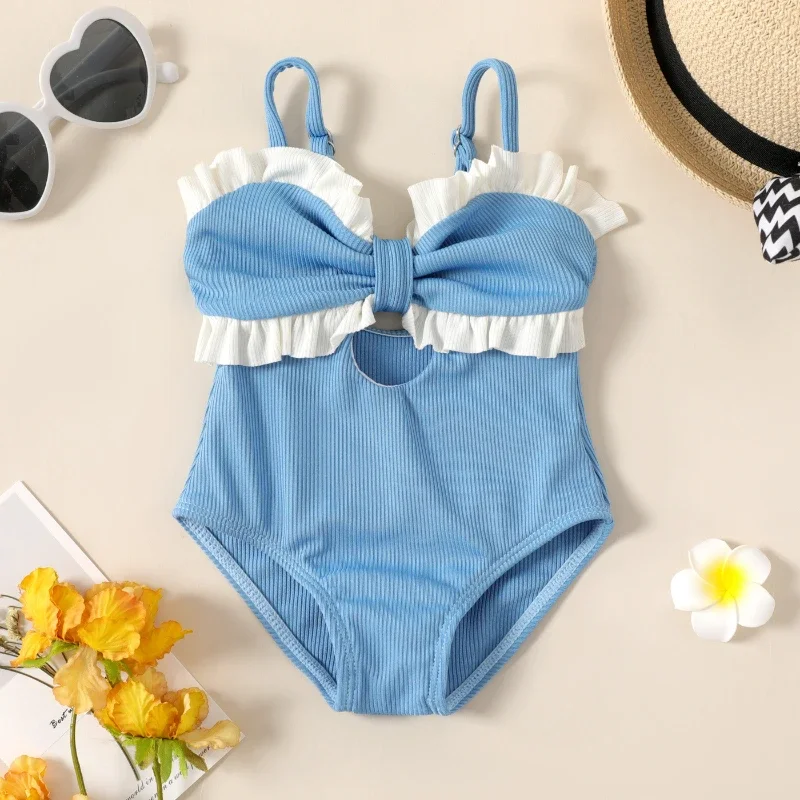 Baby Girls Swimsuit One Piece 3-24M Toddler Bow Ruffle Swimwear Girl Bathing Beach Wear Swimming Infant Kids Clothes Outfit