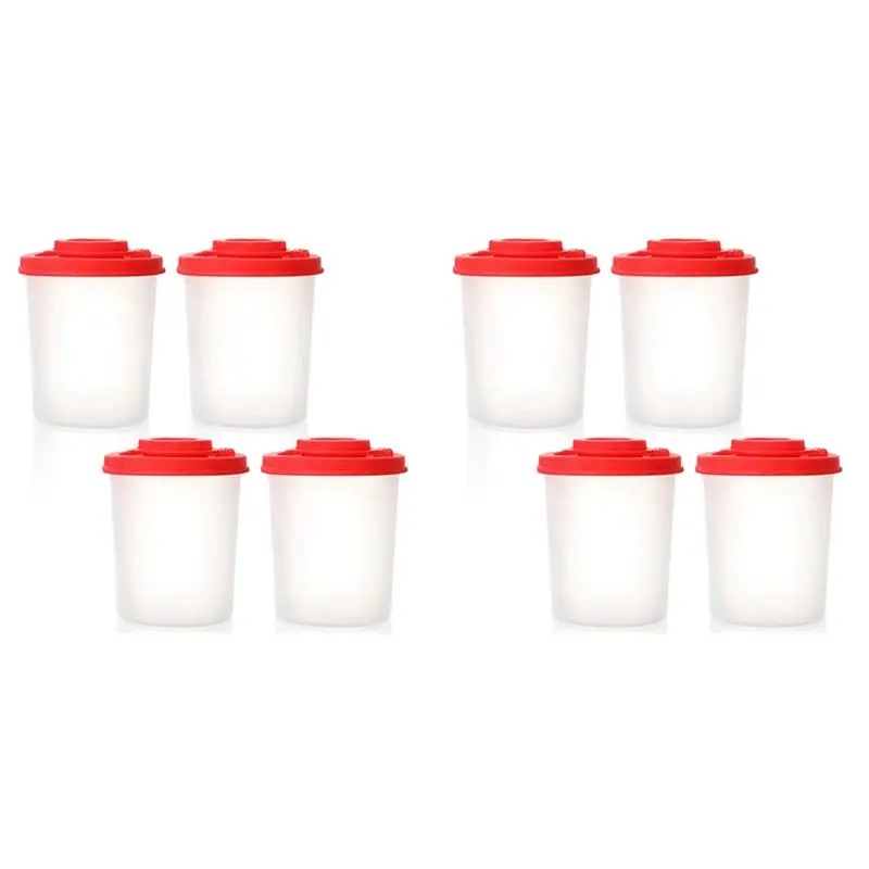 

VEHO-8PCS Salt And Pepper Shakers Moisture Proof Salt Shaker With Red Covers Lids Plastic Airtight Spice Jar Dispenser