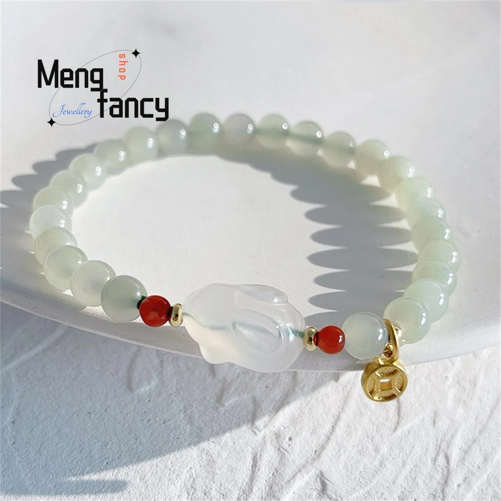Natural New Hetian Jade Lovely Rabbit Bracelet Simple Exquisite High-grade Elegant Fashion Jewelry Sexy Young Girls Holiday Gift