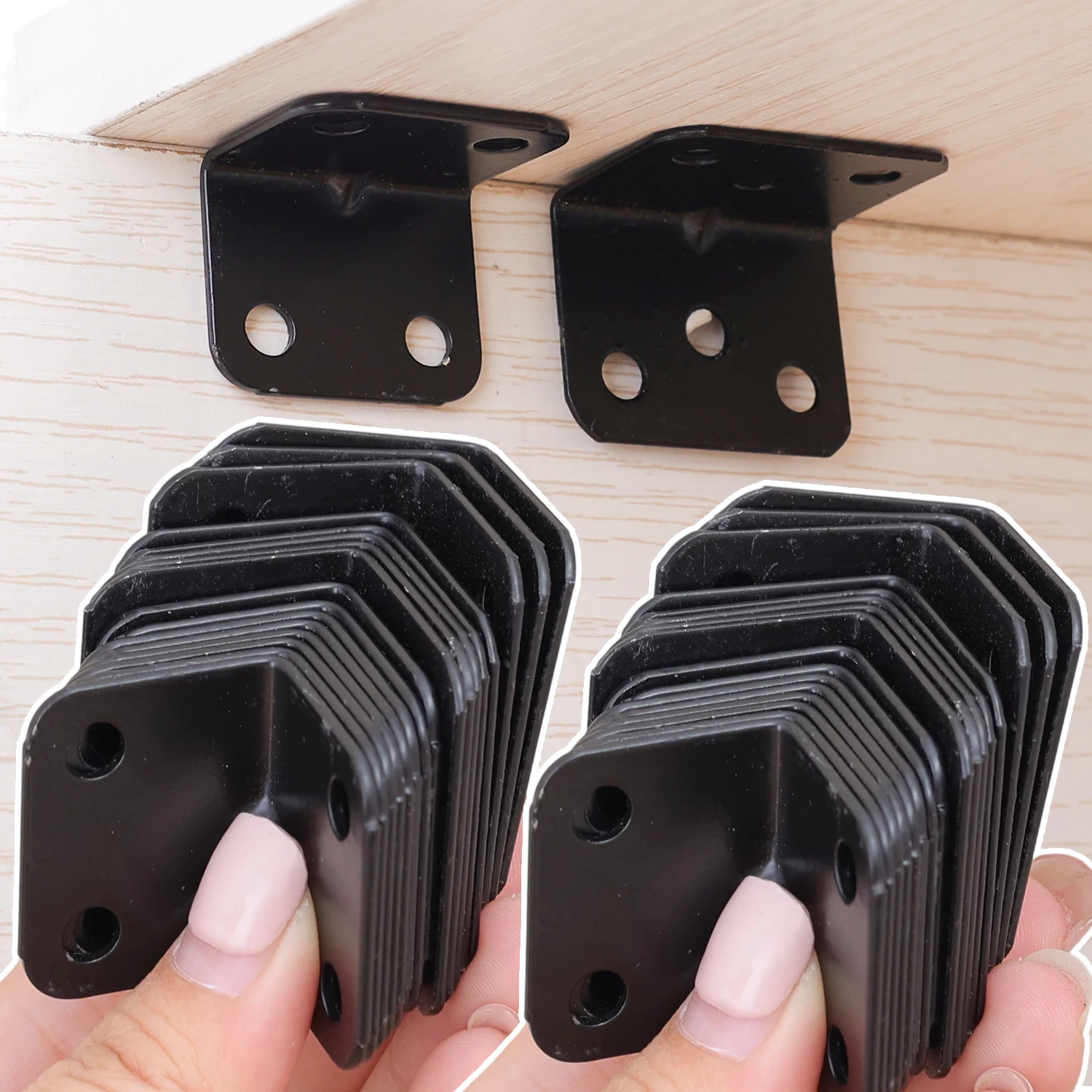 10/30pcs Black L-shaped Right Angle Corner Code Heavy Duty Connection Hardware Stainless Steel Home Furniture Stable Connector