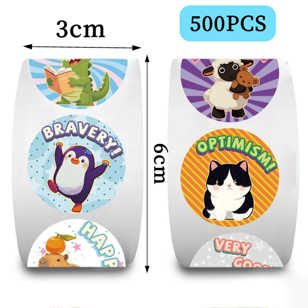 500pcs Rll Round Animal Zoo Children Sticker Label Scrapbooking Children Thank You Stickers Tag Gift Sealing Label Decoration