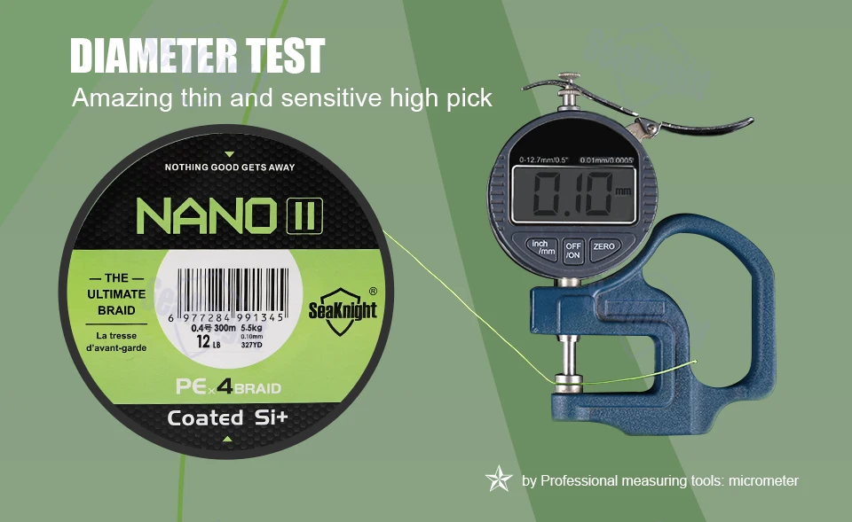 SeaKnight NANO II 4-Strang Geflochtene PE-Angelschnur 100M 300M Ultradünne Salzwasser- & Süßwasserschnur 7-15LB – Detail 14