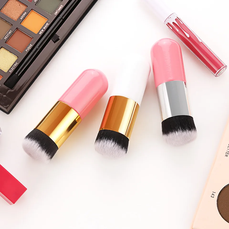 1 Pieza Brocha de Base Chubby Plana para Crema, Brochas de Maquillaje Profesionales para Cosmética 4