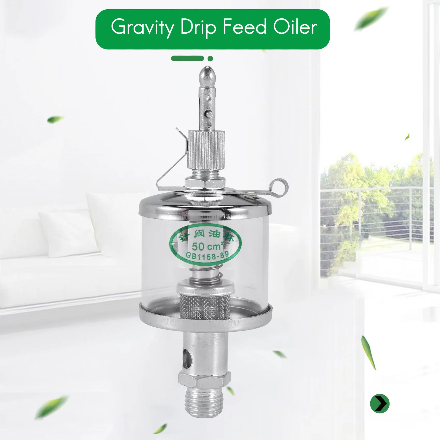 50mL mesin pelumas minyak gravitasi tetes umpan Oiler bening + perak