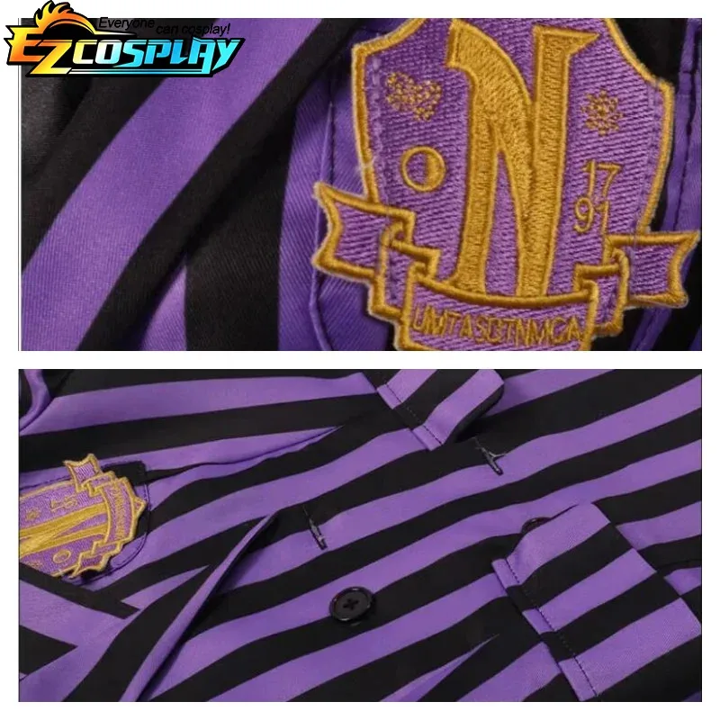 AA ★ Disfraz de Cosplay de COS Enid, uniforme escolar a rayas moradas, trajes para adultos, abrigo, camisa, falda, corbata, fiesta de Halloween, nuevo 2025