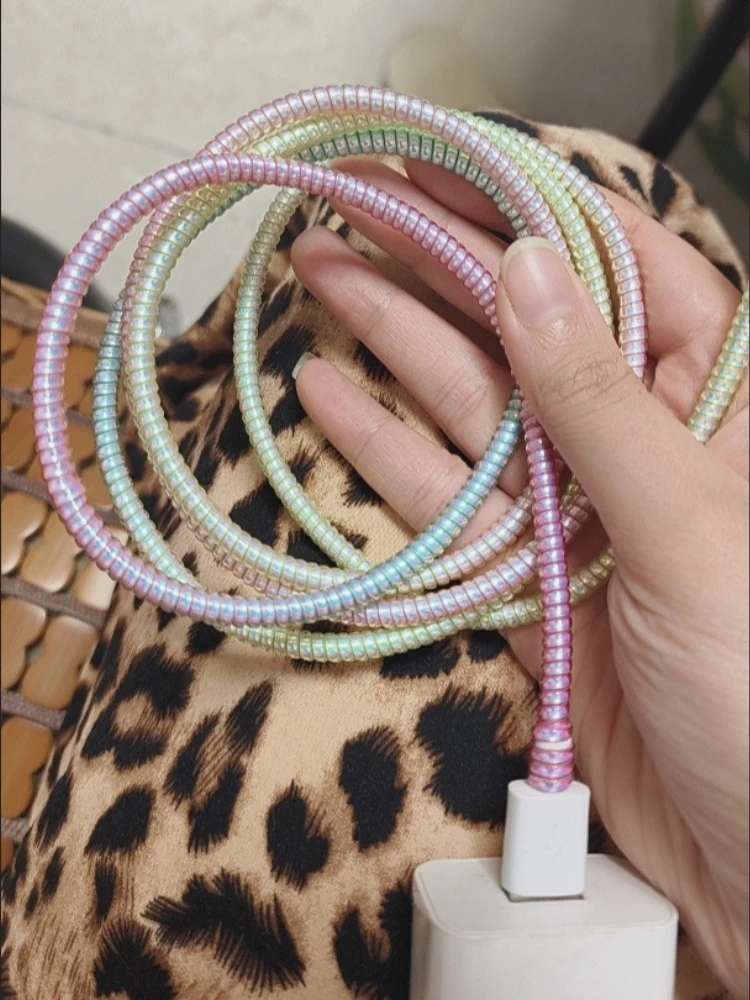 1.6M USB Charging Data Line Cable Protector Wire Cord Protection Spring Wrap Cable Winder Organizer Home Desk Accessories
