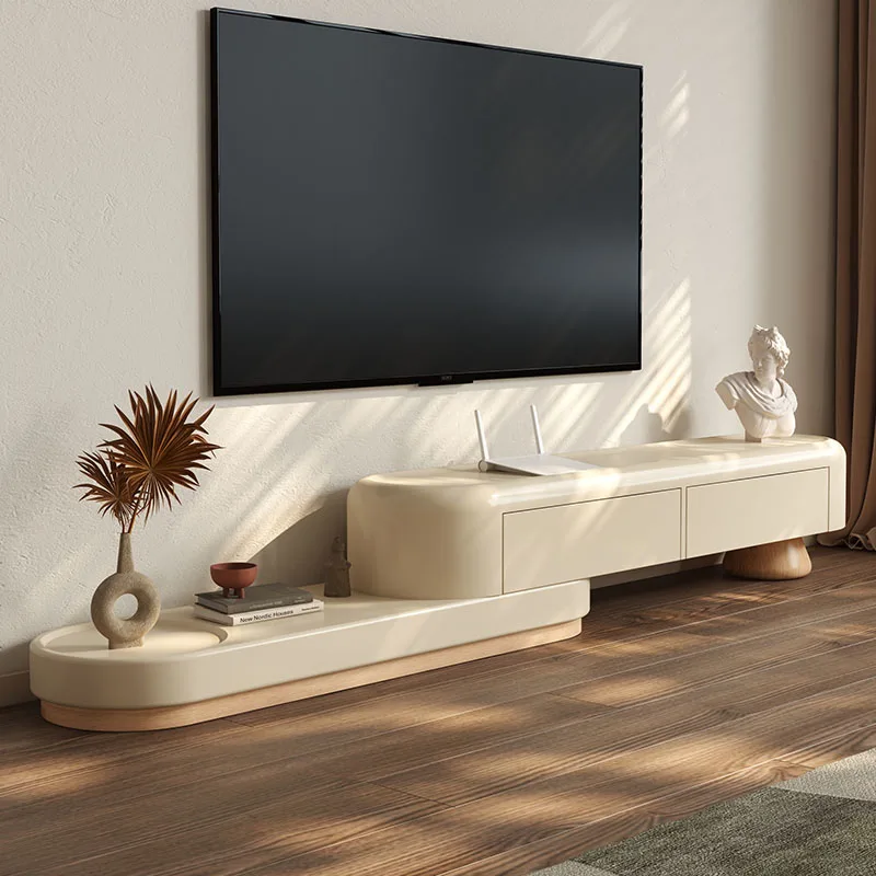 High-End French Cream Style Solid Wood Extendable TV Stand Floor Wall-Mounted Socket Cover Designer Living Room