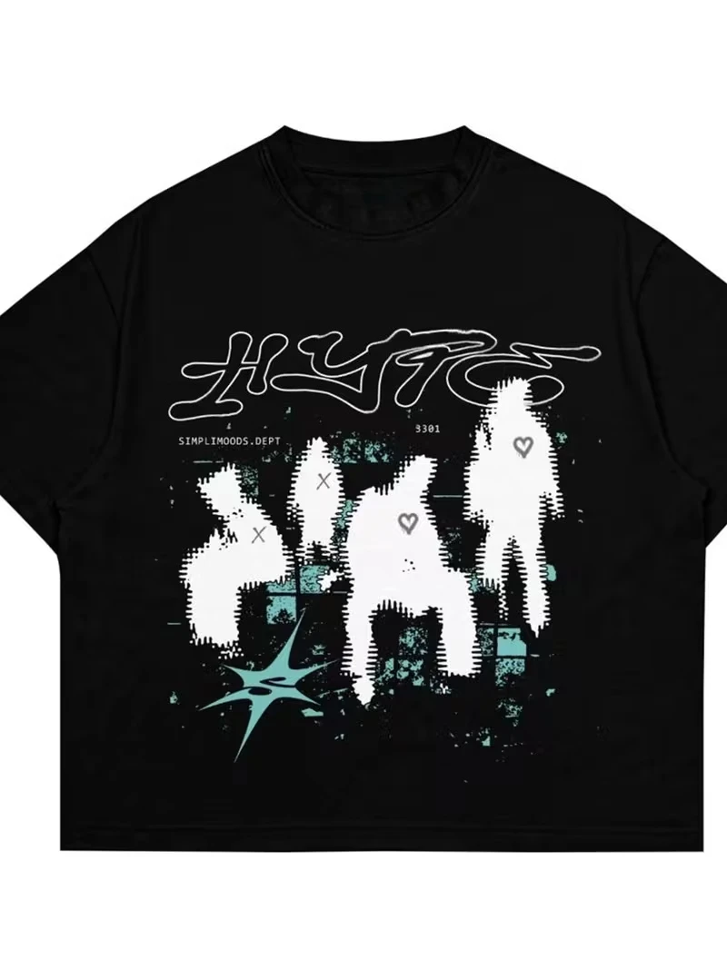 Camiseta con estampado de silueta de estrella, modelo 2026, para hombre y mujer, cuello redondo, manga corta, estilo urbano.
