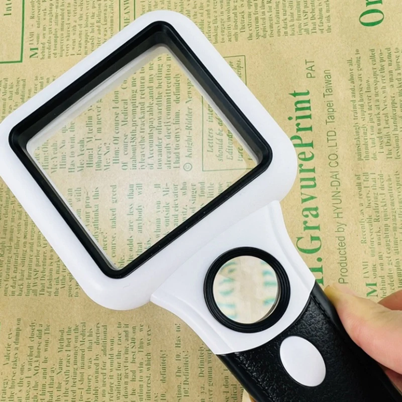 Handheld 5X 45X Lighted Magnifier With 3 LED+UV Lamp Reading Magnifying Glass Jewelry Banknote Inspection Magnifier