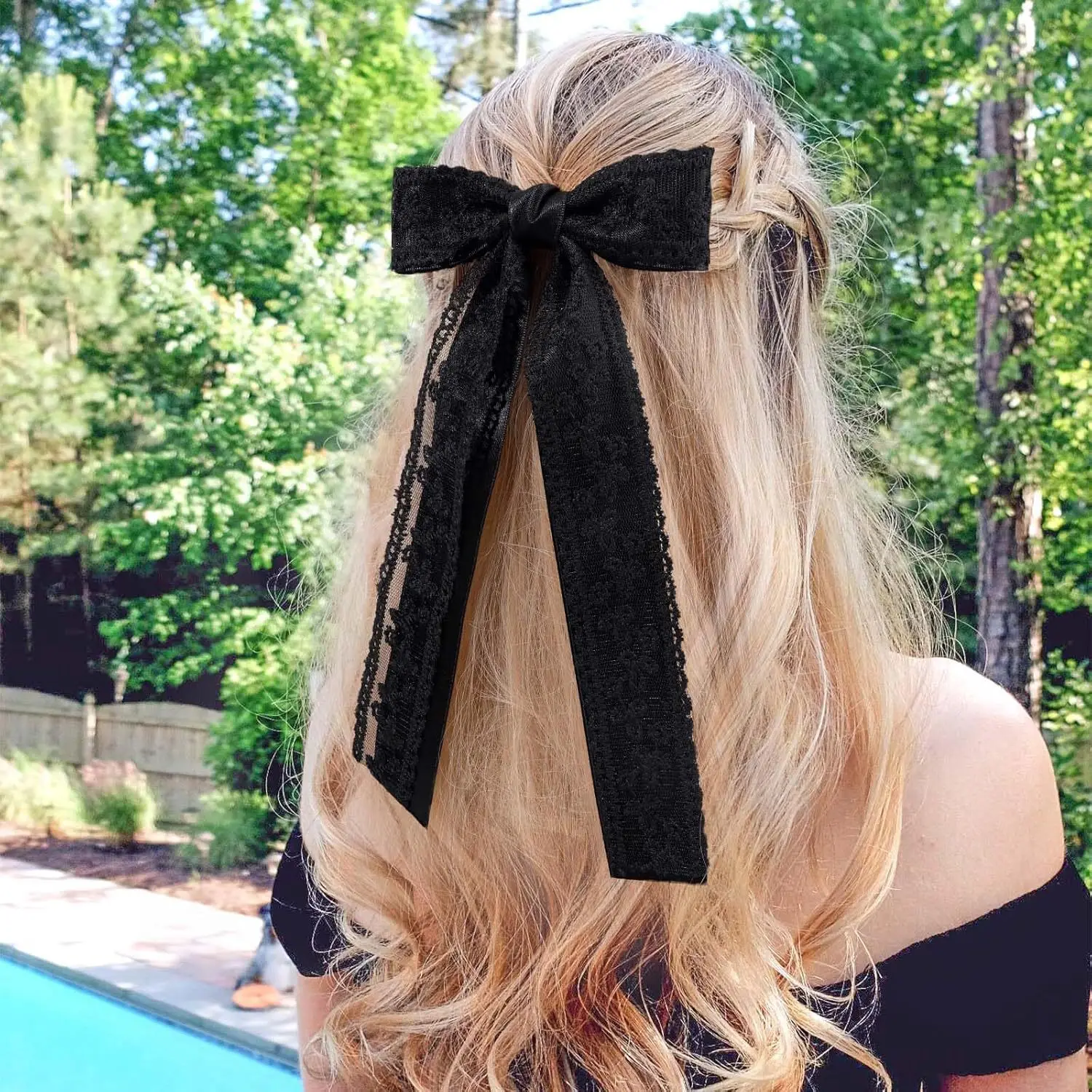 

Elegant Lace Double Layer Ribbon Bow Hairpins Women Girls Hair Clips Wedding Accessories Hairclip Headwear Headdress Ornament