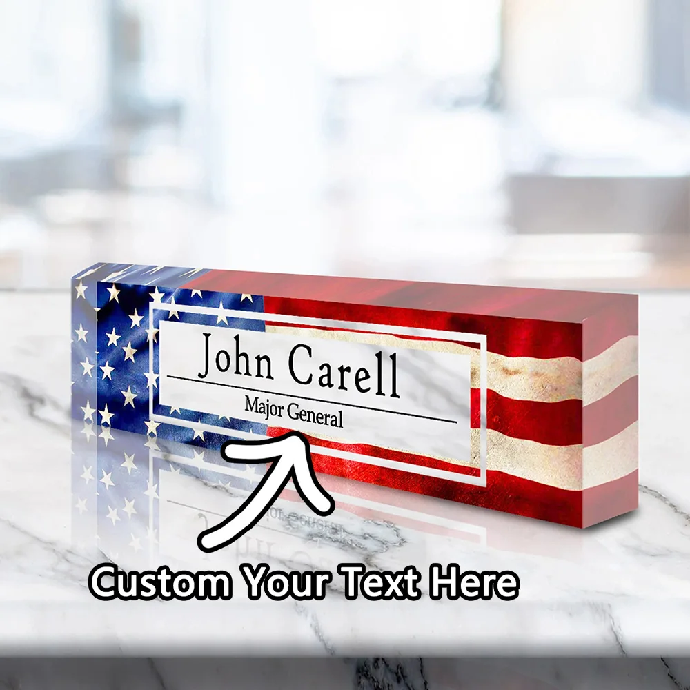 Customize a personalized office desk plaque | American flag | Transparent acrylic plaque | Custom office decoration | Personaliz - view 6