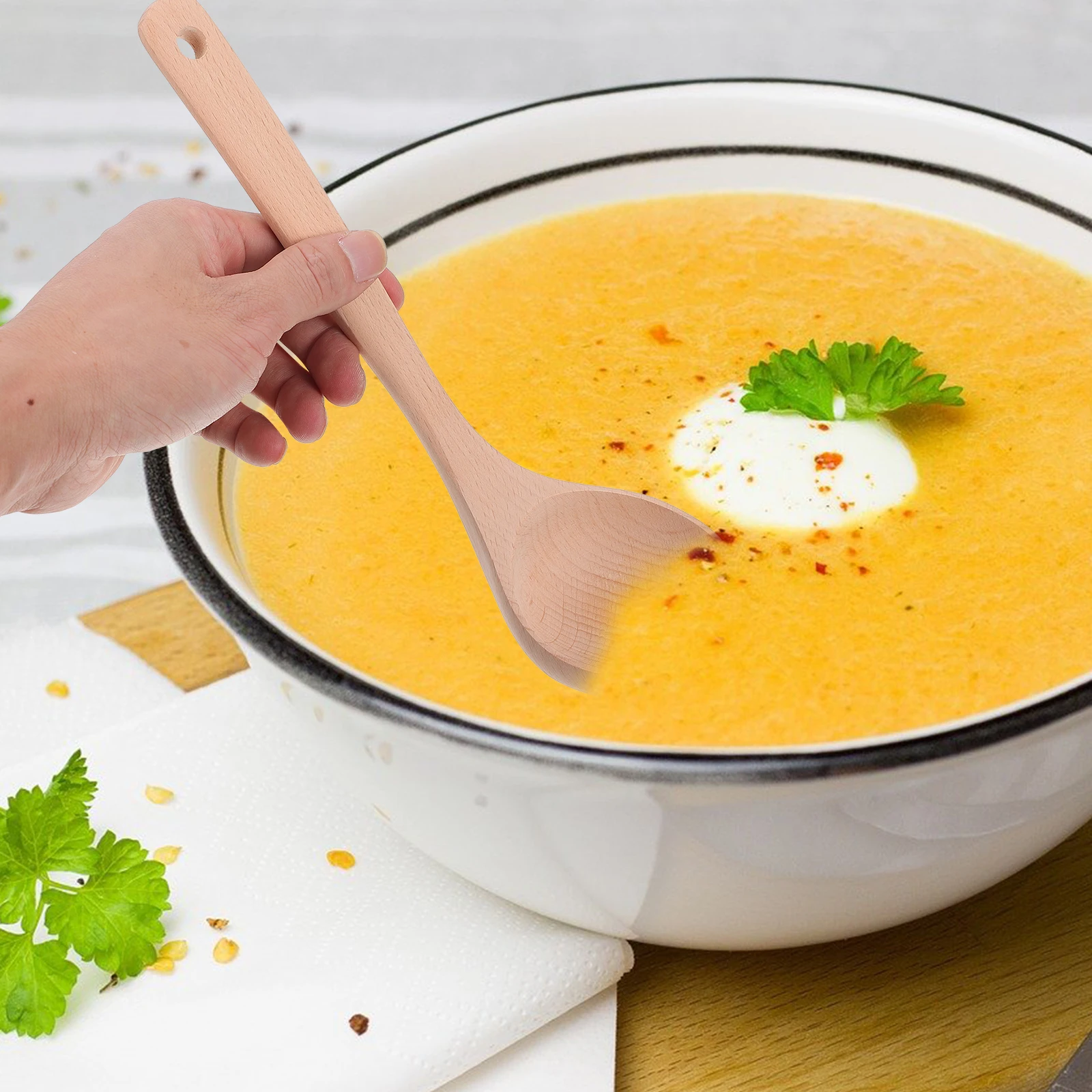 

1Set Wood Kitchenware Set Wooden Cooking Tools Kitchen Utensils Spatula Spoon Household Cooking Tools Wood Spatula Set