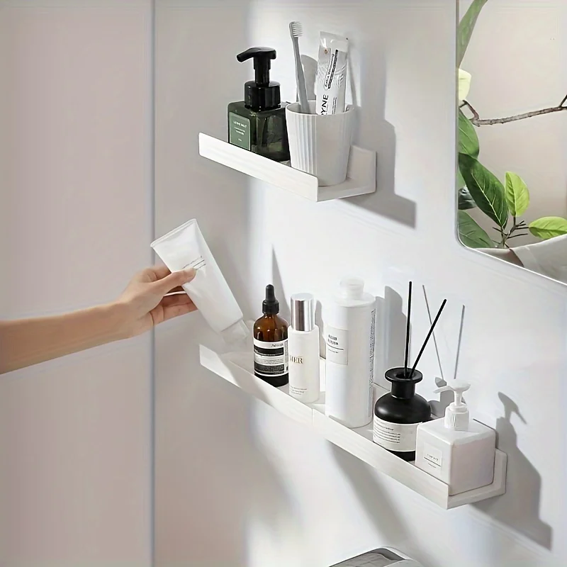 Bathroom Shelf Makeup Storage Organizer  Rack Self Adhesive No-drill Shelves Wall Shampoo Rack Shower Shelf