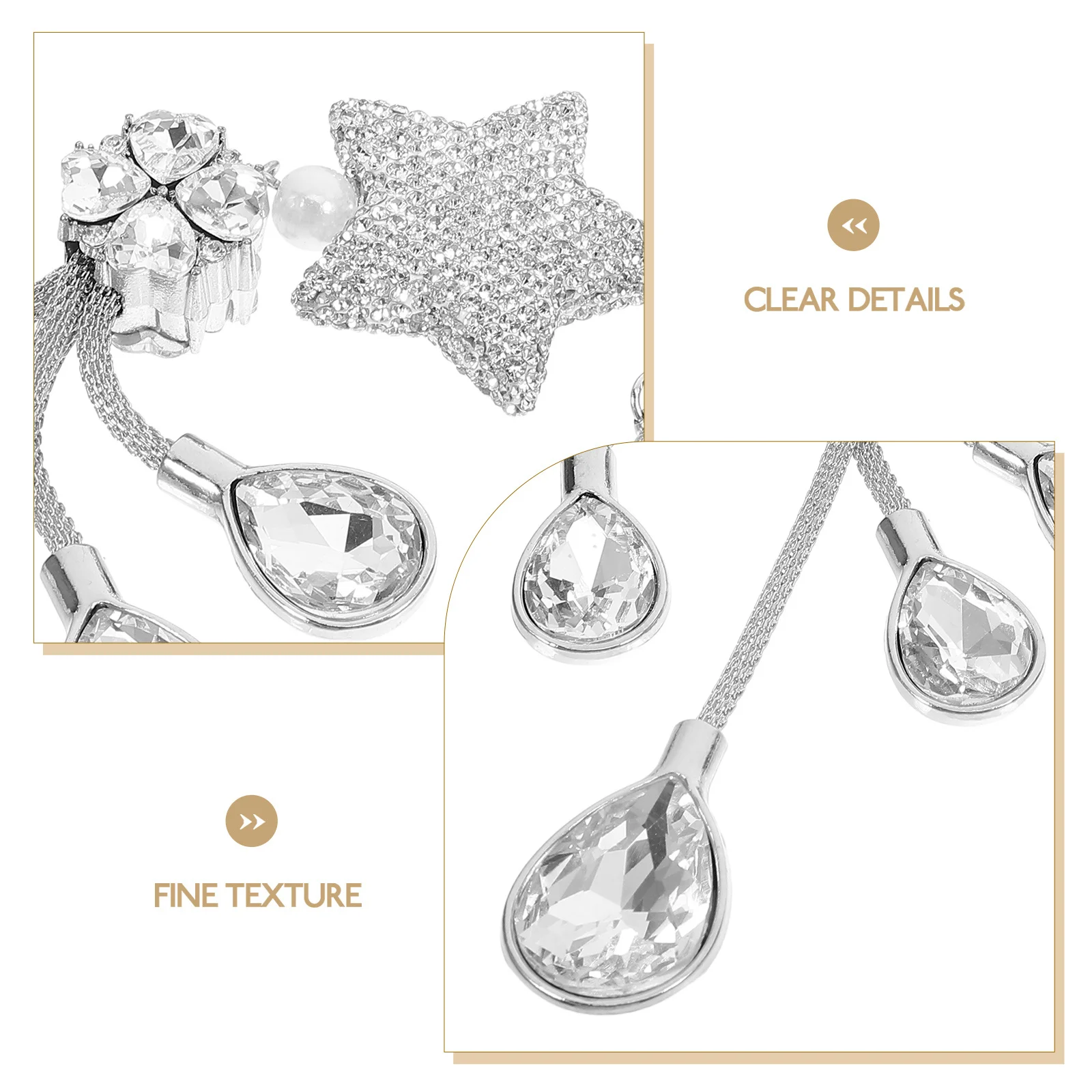 

Car Crystal Rhinestone Hanging Ornament Durable Iron Star Pendant Rearview Mirror Charm Car Interior Decoration