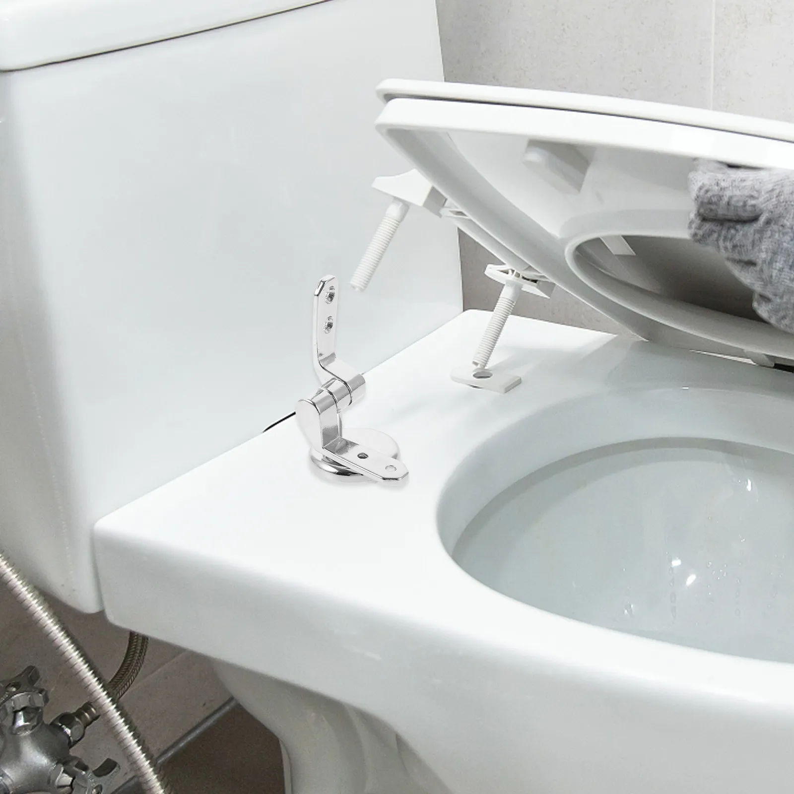 

1Set Universal Toilet Hinge Replacement Set Aluminum Alloy Silver for Wooden Metal Plastic Toilets Easy DIY Install