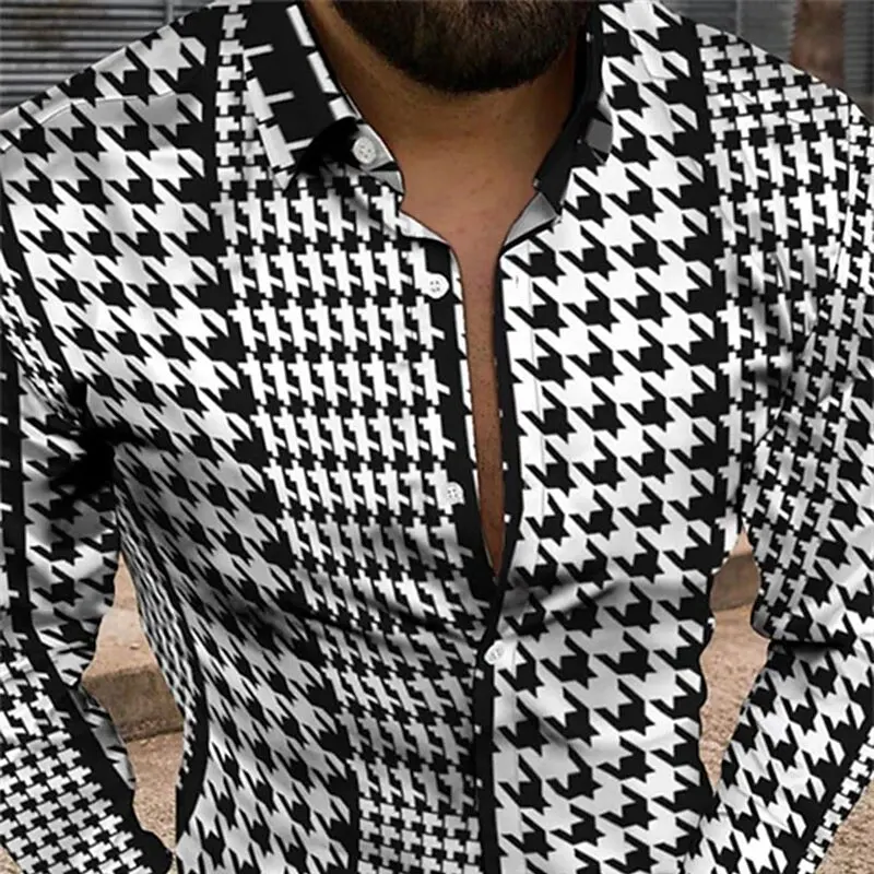 Men\'s Shirt Pattern Shirt Retro Lapel 3D Printed Shirt Fashion Casual Breathable Fabric Comfortable Soft Plus Size